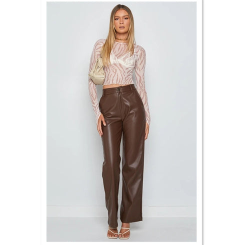 Women's High Elastic Leather Pants